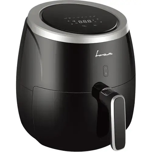 Friteuza cu aer cald FRAM FAF-MD2000BK, 2000W, 5L, display digital, control Touch, vas detasabil anti-adeziv, temperatura ajustabila: 80-200˚C, temporizator max 60min, protectie supraincalzire, Negru