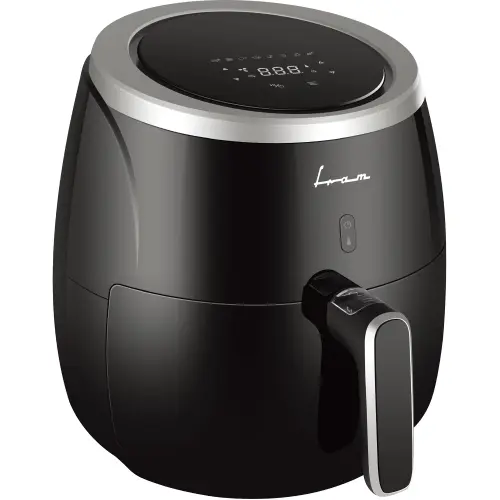Friteuza cu aer cald FRAM FAF-MD2000BK, 2000W, 5L, display digital, control Touch, vas detasabil anti-adeziv, temperatura ajustabila: 80-200˚C, temporizator max 60min, protectie supraincalzire, Negru