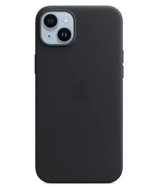 Protectie Spate Apple Leather pentru Apple iPhone 14 Plus, Magsafe (Negru)