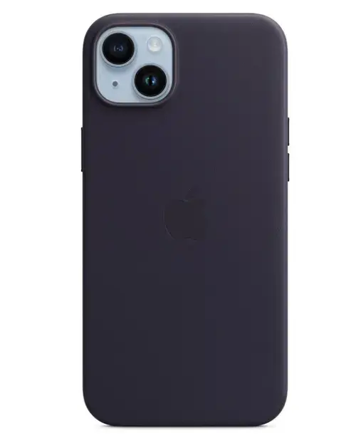 Protectie Spate Apple Leather pentru Apple iPhone 14 Plus, Magsafe (Albastru inchis)