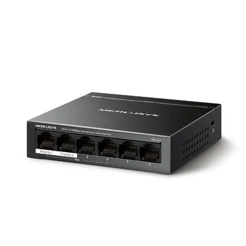 Switch 6 porturi 10/100Mbps 4 porturi PoE+ Mercusys MS106LP
