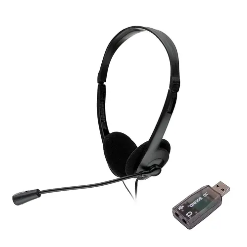 Casti Call Center Spacer SPK-223-USB, Cu fir, Microfon (Negru)