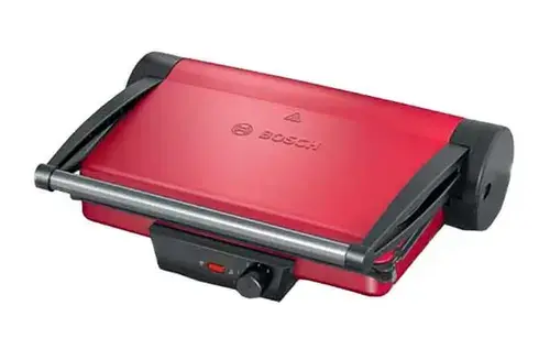 Gratar electric Bosch TCG4104, 2000 W, Termostat reglabil, Placi antiaderente si detasabile (Rosu/Negru)