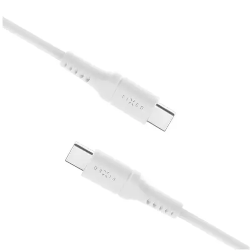 Cablu de incarcare si de date din silicon FIXED, conectori USB-C/USB-C, suport PD, 1,2 m, USB 2.0, 60 W (Alb)