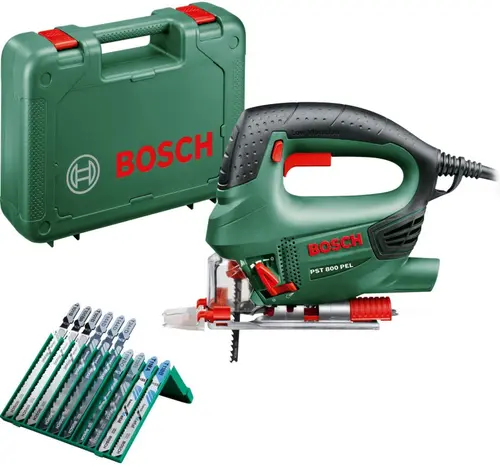 Fierastrau vertical Bosch PST 800 PEL, 530 W, 3000 RPM, 80 mm adancime maxima de taiere + 10 accesorii