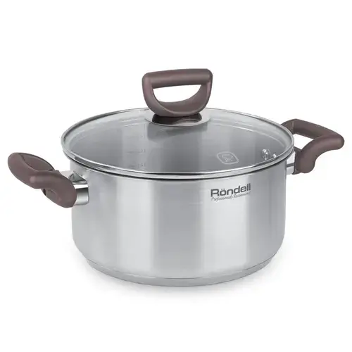 Cratita cu capac RONDELL Fest RD-1322, 20 cm 2,8 l, Otel inoxidabil Gri