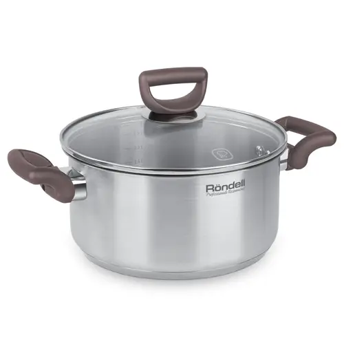 Cratita cu capac RONDELL Fest RD-1322, 20 cm 2,8 l, Otel inoxidabil Gri