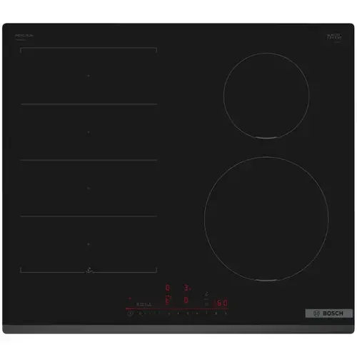 Plita incorporabila Bosch PIX631HC1E, Inductie, 4 zone de gatit, Flex Zone, Home Connect, Power Boost, 60cm, Negru