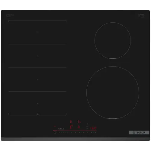 Plita incorporabila Bosch PIX631HC1E, Inductie, 4 zone de gatit, Flex Zone, Home Connect, Power Boost, 60cm, Negru