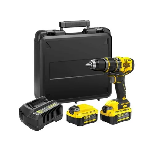 Masina de gaurit si Insurbat cu percutie Stanley Fatmax V20, SFMCD721M2K, 18 V, 80 Nm, 2100 rpm, 35700 bpm, + 2x Acumulatori 4.0 Ah, Incarcator si valiza transport