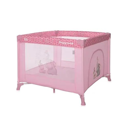 Tarc de joaca Lorelli Playground Melow Rose Fellows, 100 x 100 cm, 0-36 luni, salteluta, usa cu fermoar, geanta transport, mecanism dublu de siguranta