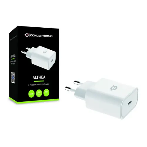 Incarcator Conceptronic ALTHEA07W, 1 x USB Type-C 20W, PD Charge, Alb