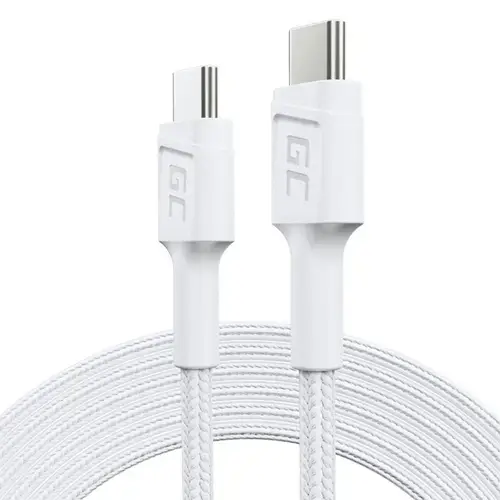 Cablu de date Green Cell PowerStream, USB-C - USB-C, Power Delivery 60W, 200cm, Alb