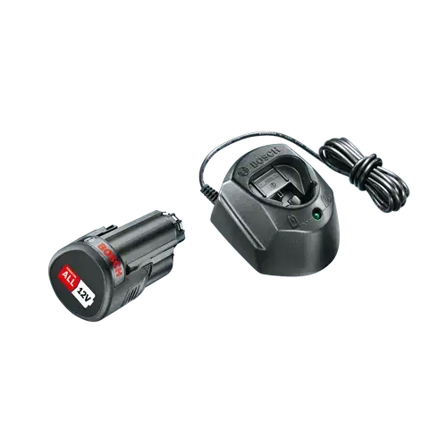 Set acumulator Bosch, 12V, 1x1.5Ah OA + incarcator GAL1210, Plastic, Negru