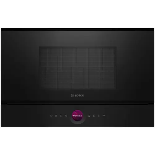 Cuptor cu microunde incorporabil Bosch Series 8 BFL7221B1, 21 l, 900 W, Autocuratare hidrolitica, 20 functii , Negru