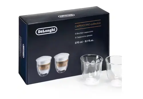 Set 6 pahare Cappuccino De'Longhi DLSC301, 270 ml, perete dublu