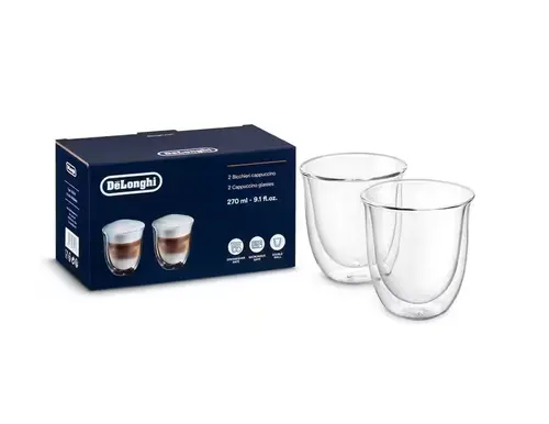 Set 2 pahare Cappuccino De'Longhi DLSC311, 270 ml, perete dublu