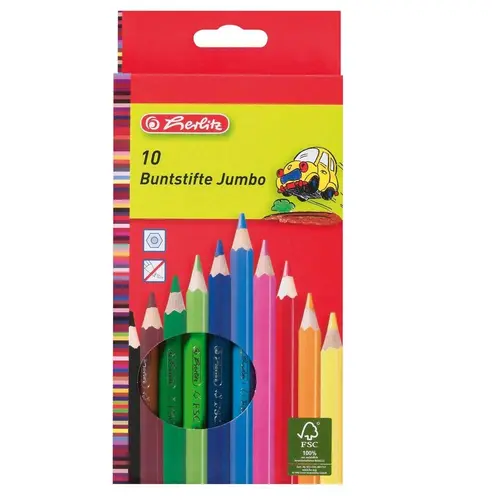 Creioane color Herlitz Jumbo 10 culori