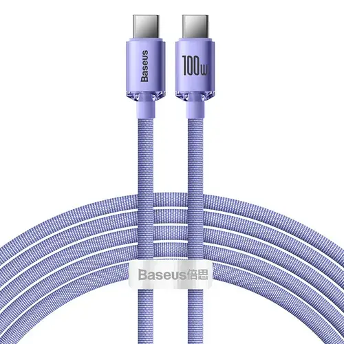 Cablu Date si Incarcare USB-C - USB-C Baseus Crystal Shine Series, 100W, 2m, Mov CAJY000705