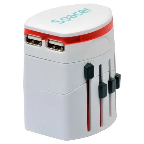 Incarcator Retea Spacer Voyage, 1500W, 2 x USB-A, Alb SPAD-UNIV