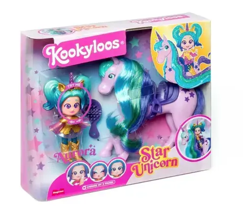 Set de joaca cu papusa Kookyloos Aurora si Star Unicorn