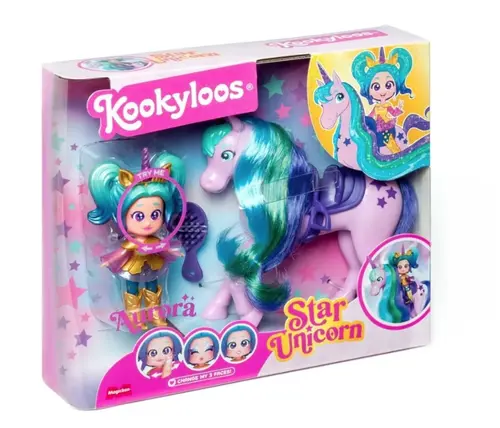 Set de joaca cu papusa Kookyloos Aurora si Star Unicorn