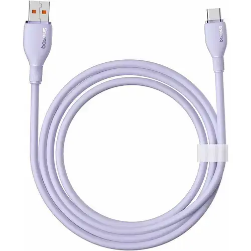 Cablu de date Baseus Pudding Series, USB la USB-C, 100W, Fast Charging, 1.2m, Violet