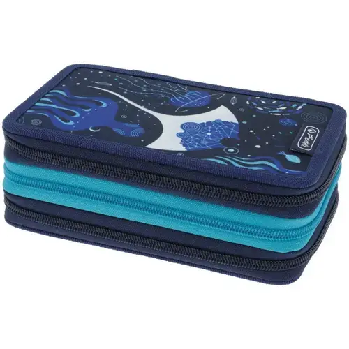 Penar echipat Herlitz motiv Deep Ocean, 31 piese, 3 fermoare, dimensiune 19 x 11,5 x 7 cm