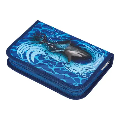 Penar echipat Herlitz motiv blue shark, 31 piese, 2 clape, 20.3 x 3.5 x 14 cm