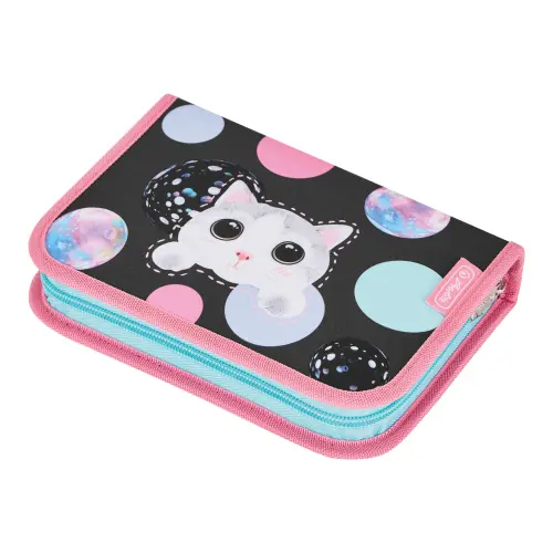 Penar echipat Herlitz motiv Cute Cat,  31 piese, cu 2 clape, dimensiune 14 x 20,3 x 3,5 cm