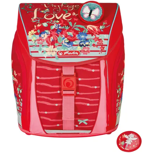 Ghiozdan neechipat Herlitz FiloLight motiv Vintage Love, dimensiune 38 x 32 x 22 cm