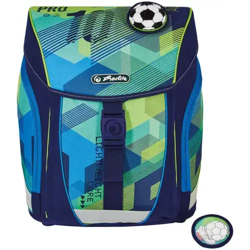 Ghiozdan neechipat Herlitz FiloLight motiv Green Goal, dimensiune 38 x 32 x 22 cm