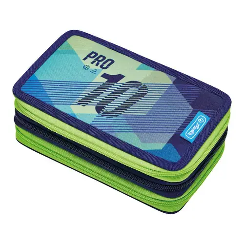 Penar echipat Herlitz motiv Green Goal, 31 piese, 3 fermoare, 19 x 11.5 x 7 cm