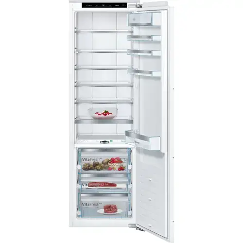 Frigider incorporabil cu 1 usa Bosch KIF81PFE0, 289 l, Clasa E, FreshSense, Raft ajustabil, SuperCooling, VitaFresh, H 177.5 cm, Argintiu
