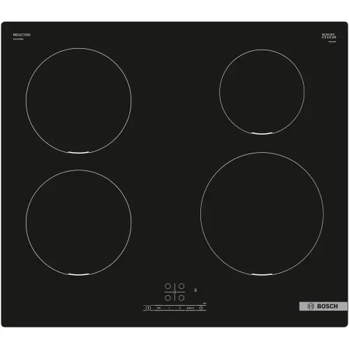 Plita incorporabila Bosch PUE611BB6E, Inductie, 4 zone de gatit, TouchSelect, PowerBoost, ReStart, Temporizator, 60 cm, Negru