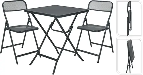 Set mobilier pliabil 3 piese, Gri