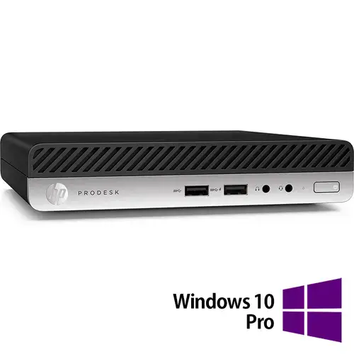 Calculator Sistem PC Refurbished HP ProDesk 400 G4 Mini PC, Intel Core i3-8100T 3.40GHz, 8GB DDR4, 256GB SSD + Windows 10 Pro