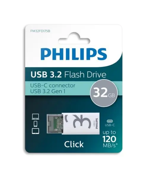 Stick USB Philips Click Series, 32GB, USB Type-C 3.2
