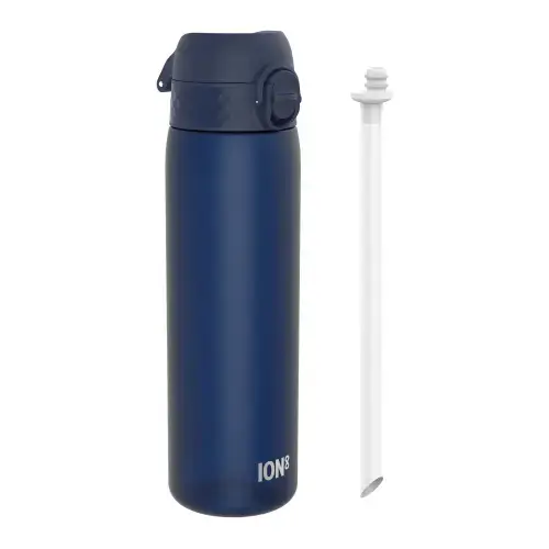 Sticla apa Slim Ion8, cu pai, recyclon, 500ml, Albastru