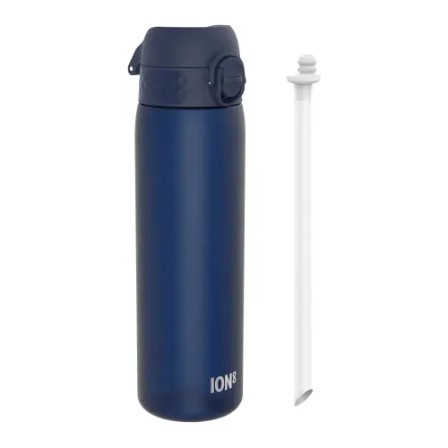 Sticla apa Slim Ion8, cu pai, recyclon, 500ml, Albastru