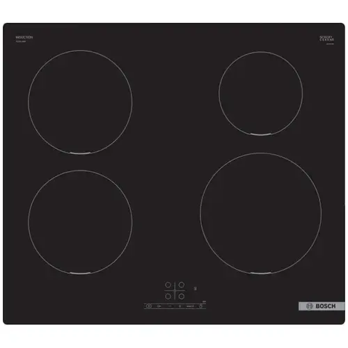 Plita incorporabila Bosch PUE611BB5E, Inductie, 4 zone de gatit, TouchSelect, PowerBoost, ReStart, Temporizator, 60 cm, Negru
