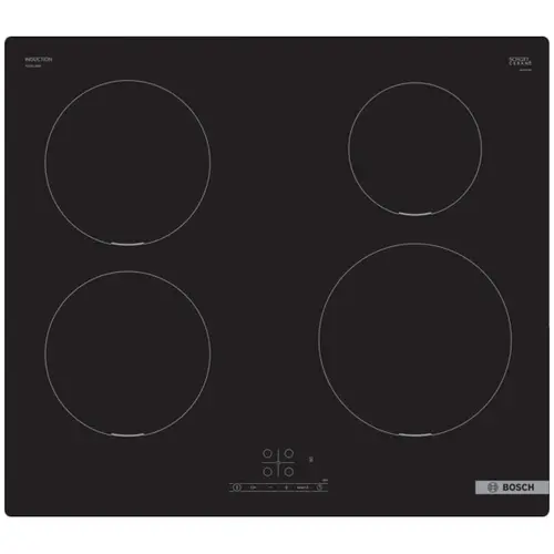 Plita incorporabila Bosch PUE611BB5E, Inductie, 4 zone de gatit, TouchSelect, PowerBoost, ReStart, Temporizator, 60 cm, Negru