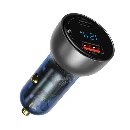 Incarcator auto Baseus, 1 x USB, 1 x USB-C, 65 W, Quick Charge, Negru