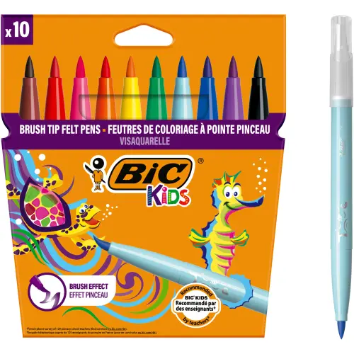 Markere colorate lavabile BIC Visaquarelle, 10 bucati