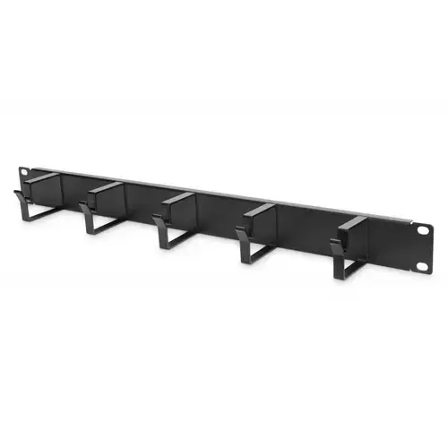 Ghidaj orizontal patchcord-uri EMTEX EMT-CM-0023, metalic, cu 5 inele metalice, organizator cabluri rack, 1U