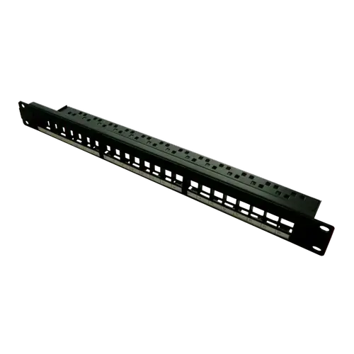 Patch panel 24 porturi, 1U, neechipat, suport de cabluri integrat, black - EMTEX