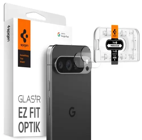 Folie de protectie Camera spate Spigen EZ FIT pentru Google Pixel 9 Pro, Sticla Securizata, Set 2 bucati