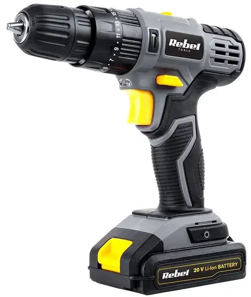 Masina de gaurit si insurubat cu acumulator Rebel RB-1002, 20 V, 2 Ah, 30 Nm