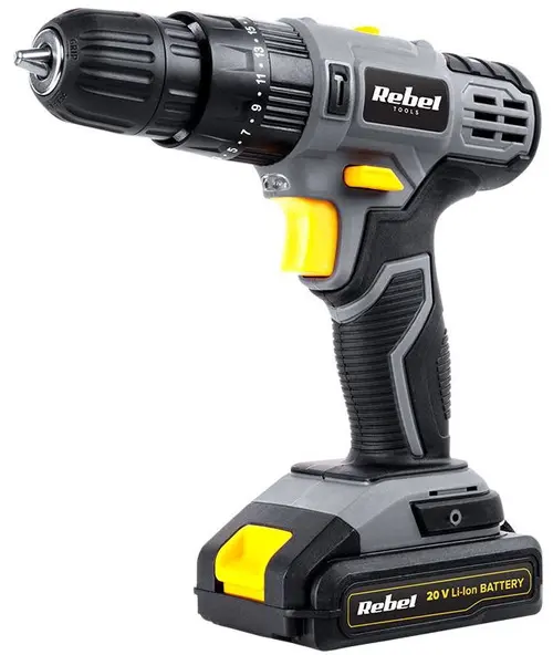 Masina de gaurit si insurubat cu acumulator Rebel RB-1002, 20 V, 2 Ah, 30 Nm