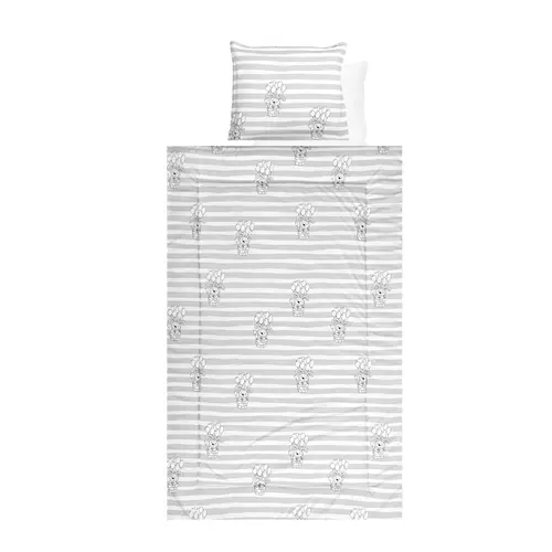 Set lenjerie pat 4 piese Lorelli Grey Striped, bumbac ranforce